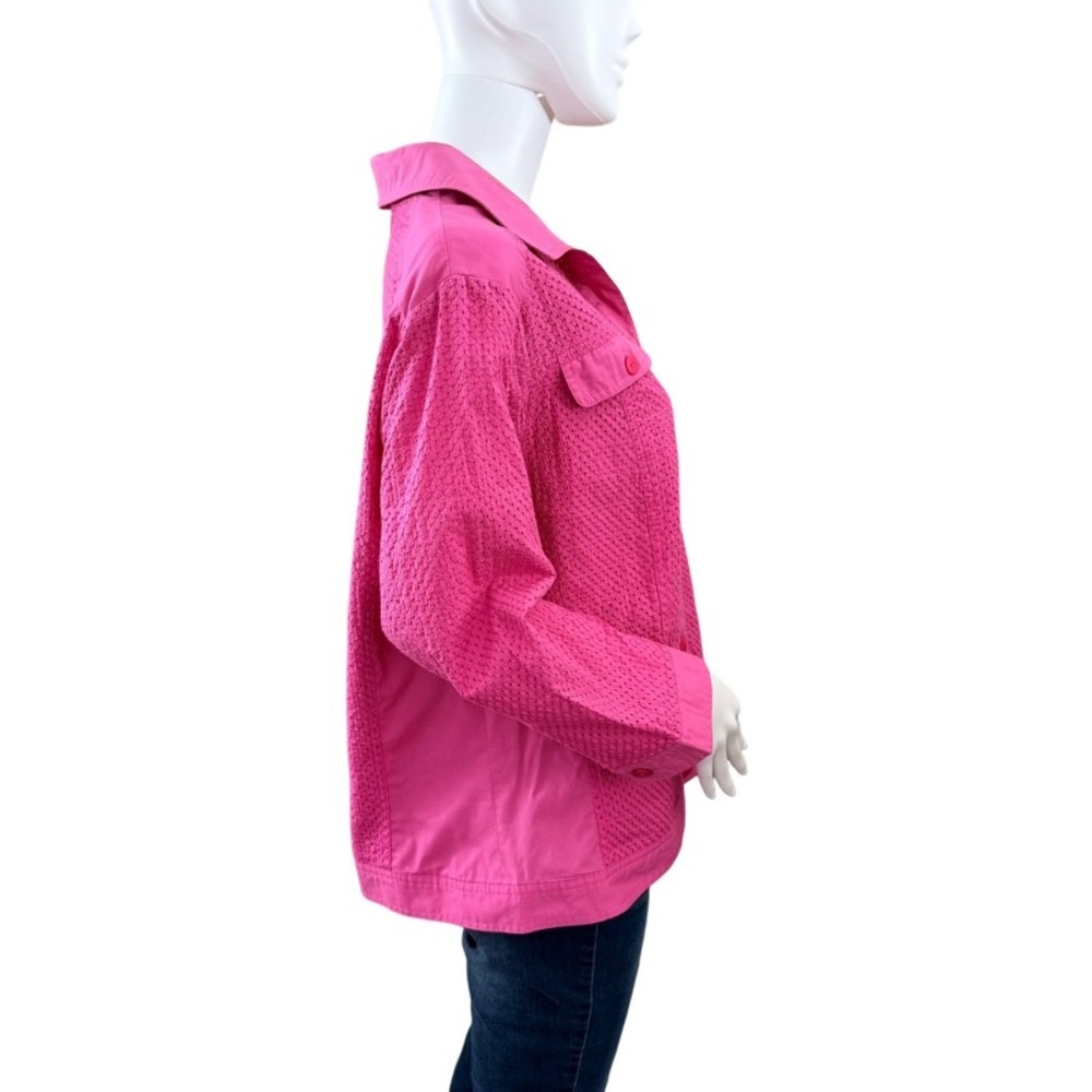 ALLISON DALEY Pink Textured Button Front Jacket Women Size‎ 16 Spring Church - Picture 2 of 15